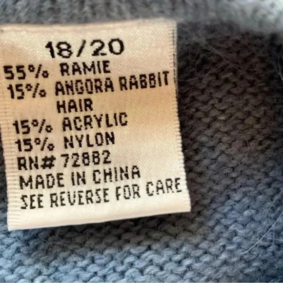 Fashion Bug Angora Rabbit Hair Blend Sweater Blue Embroidered Plus Size 18 20 - Picture 6 of 7